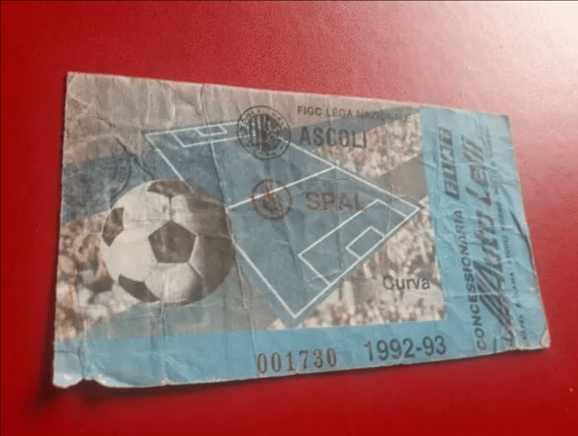 Biglietto storico SPAL-Ascoli 1992/1993